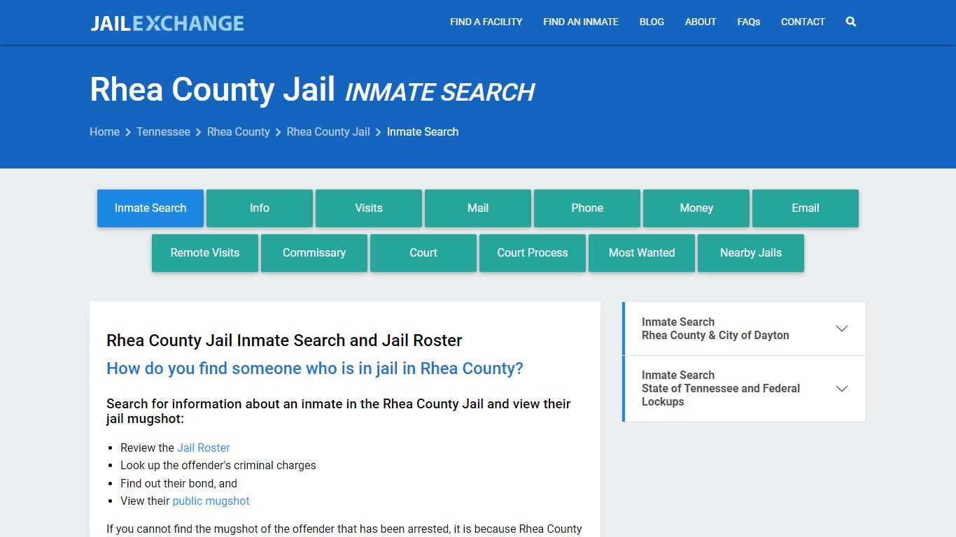 Rhea County Jail Inmate Search - Jail Exchange